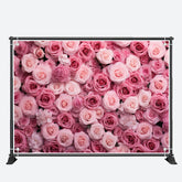 Aperturee - Pink White Bloom Rose Backdrop For Valentines Day